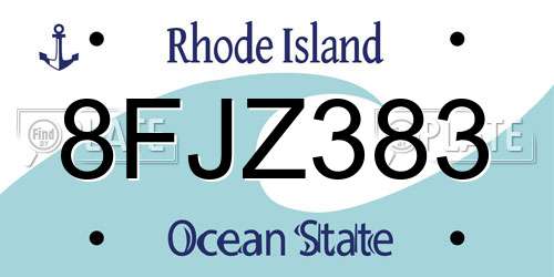 8FJZ383 Rhode Island License Plate