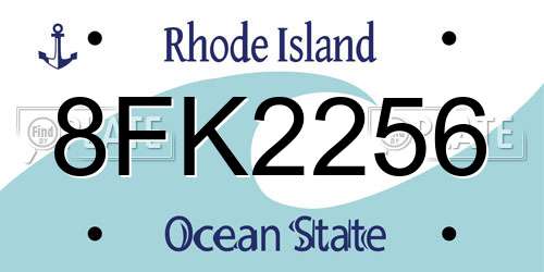 8FK2256 Rhode Island License Plate