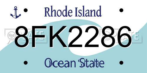8FK2286 Rhode Island License Plate