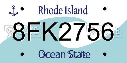 8FK2756 Rhode Island License Plate