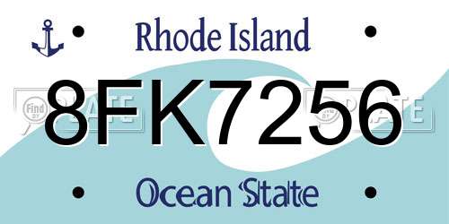 8FK7256 Rhode Island License Plate