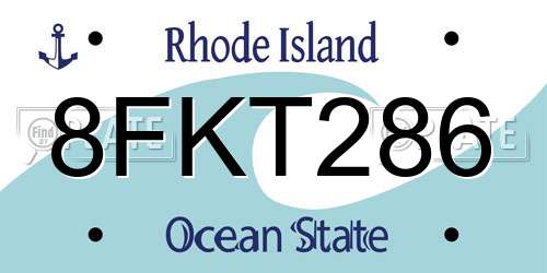 8FKT286 Rhode Island License Plate
