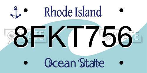 8FKT756 Rhode Island License Plate