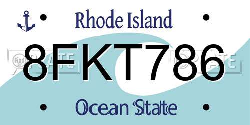 8FKT786 Rhode Island License Plate
