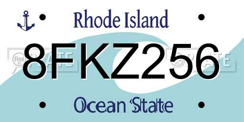 8FKZ256 Rhode Island License Plate
