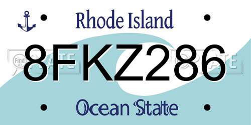 8FKZ286 Rhode Island License Plate
