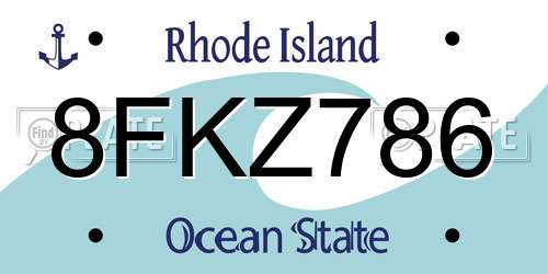 8FKZ786 Rhode Island License Plate