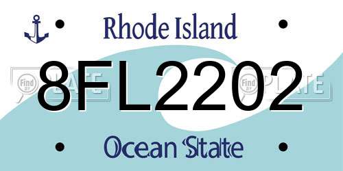 8FL2202 Rhode Island License Plate