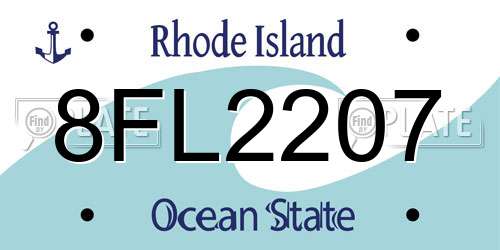 8FL2207 Rhode Island License Plate