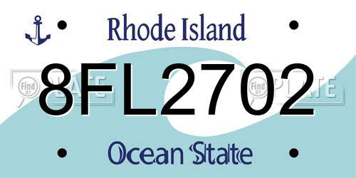 8FL2702 Rhode Island License Plate