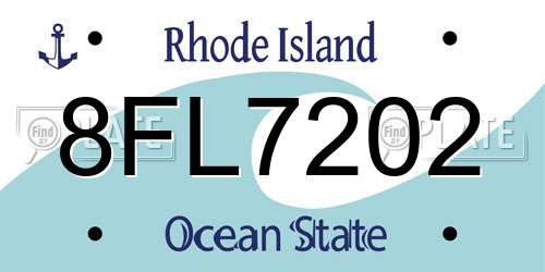 8FL7202 Rhode Island License Plate