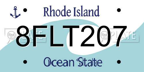 8FLT207 Rhode Island License Plate