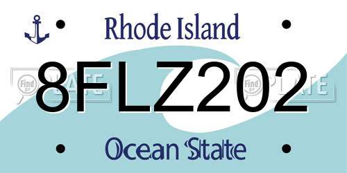 8FLZ202 Rhode Island License Plate