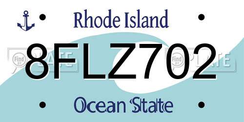 8FLZ702 Rhode Island License Plate