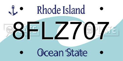 8FLZ707 Rhode Island License Plate