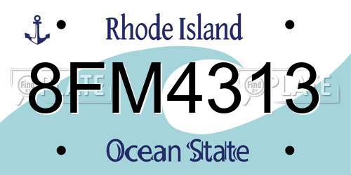 8FM4313 Rhode Island License Plate