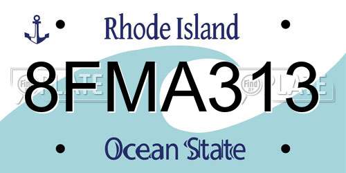 8FMA313 Rhode Island License Plate