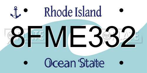 8FME332 Rhode Island License Plate