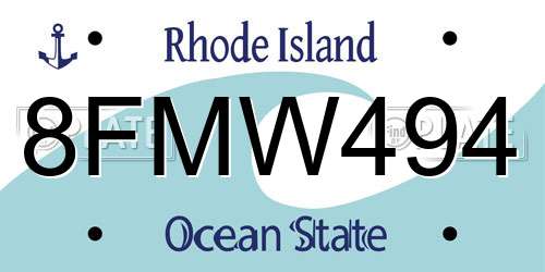 8FMW494 Rhode Island License Plate