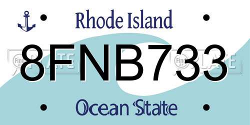 8FNB733 Rhode Island License Plate