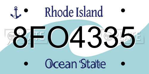 8FO4335 Rhode Island License Plate