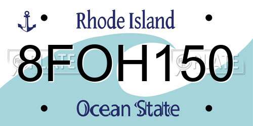 8FOH150 Rhode Island License Plate