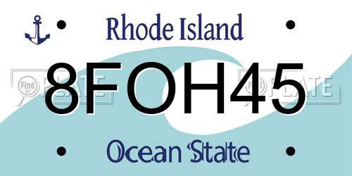 8FOH45 Rhode Island License Plate