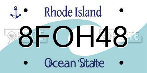 8FOH48 Rhode Island License Plate