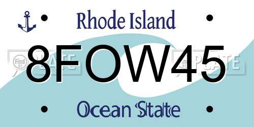 8FOW45 Rhode Island License Plate
