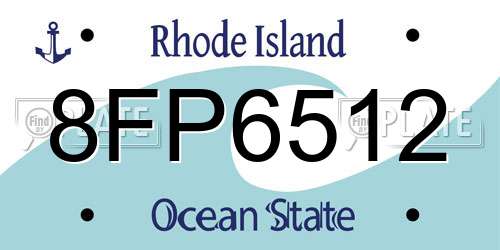 8FP6512 Rhode Island License Plate