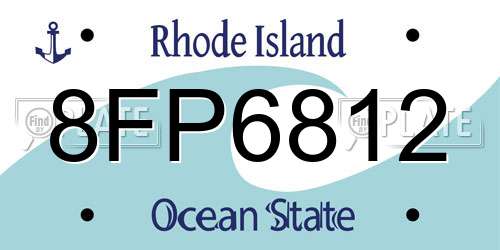 8FP6812 Rhode Island License Plate