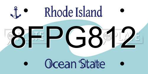 8FPG812 Rhode Island License Plate