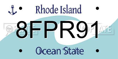 8FPR91 Rhode Island License Plate