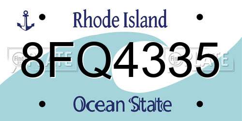 8FQ4335 Rhode Island License Plate