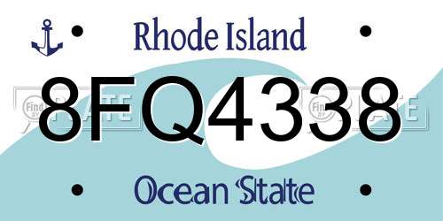 8FQ4338 Rhode Island License Plate