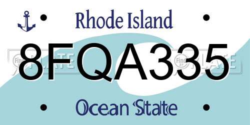 8FQA335 Rhode Island License Plate