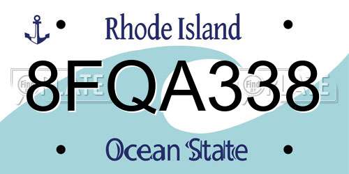8FQA338 Rhode Island License Plate