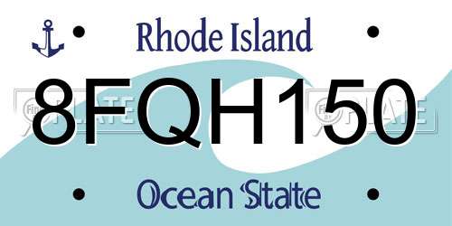 8FQH150 Rhode Island License Plate