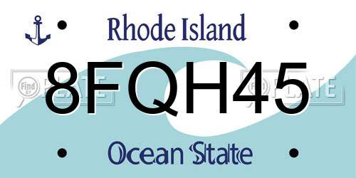 8FQH45 Rhode Island License Plate