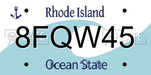 8FQW45 Rhode Island License Plate
