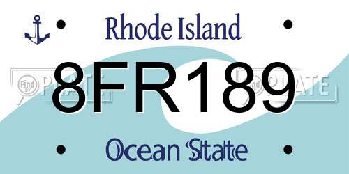 8FR189 Rhode Island License Plate
