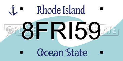 8FRI59 Rhode Island License Plate