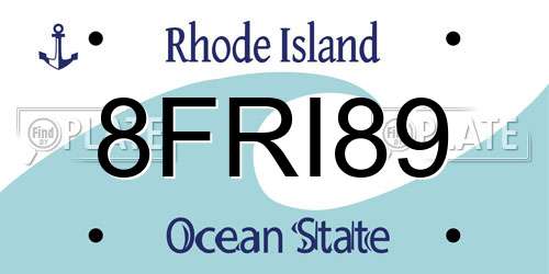 8FRI89 Rhode Island License Plate