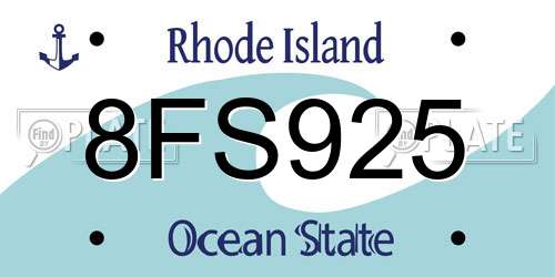 8FS925 Rhode Island License Plate