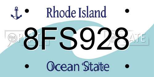 8FS928 Rhode Island License Plate