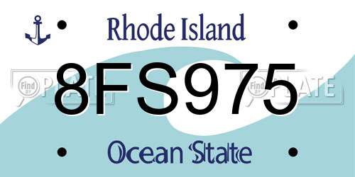 8FS975 Rhode Island License Plate
