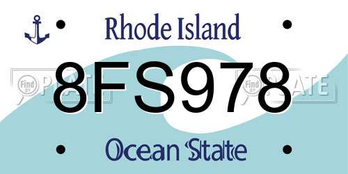 8FS978 Rhode Island License Plate