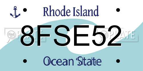 8FSE52 Rhode Island License Plate