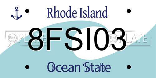 8FSI03 Rhode Island License Plate