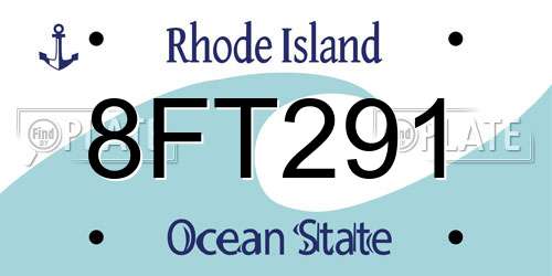 8FT291 Rhode Island License Plate